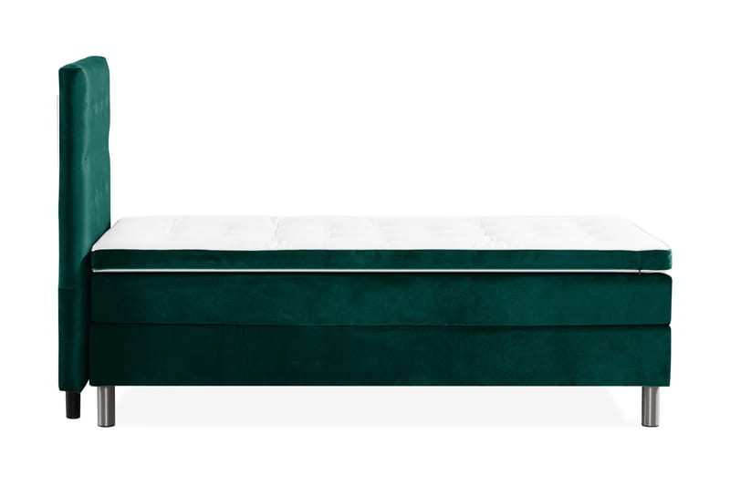 Ella Sängpaket 90x200 cm Knapp Gavel - Mörkgrön/Sammet - Möbler - Sovrum - Sängar - Komplett Sängpaket