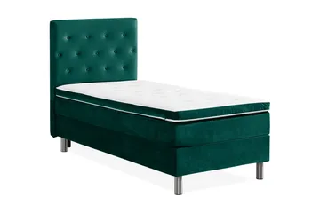 Ella Sängpaket 90x200 cm Knapp Gavel - Mörkgrön/Sammet - Möbler - Sovrum - Sängar - Komplett Sängpaket