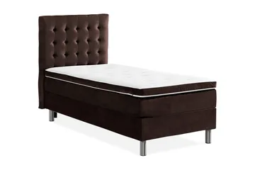 Ella Sängpaket 90x200 cm Rutig Gavel - Brun/Sammet - Möbler - Sovrum - Sängar - Komplett Sängpaket