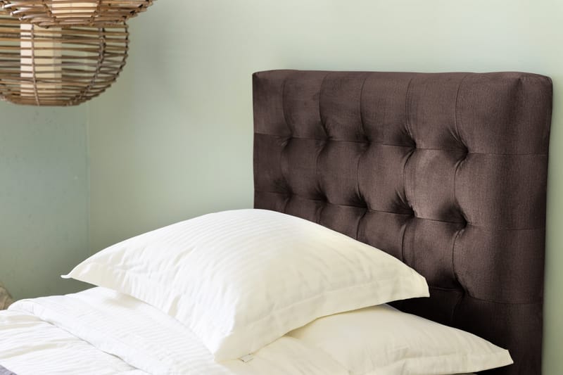Ella Sängpaket 90x200 cm Rutig Gavel - Brun/Sammet - Möbler - Sovrum - Sängar - Komplett Sängpaket