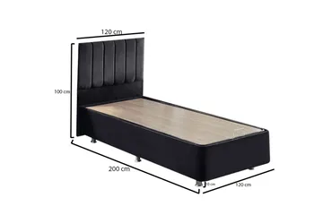 Endulanie Sängram med Sänggavel Singel 120x200 cm - Svart - Möbler - Sovrum - Sängar - Komplett Sängpaket