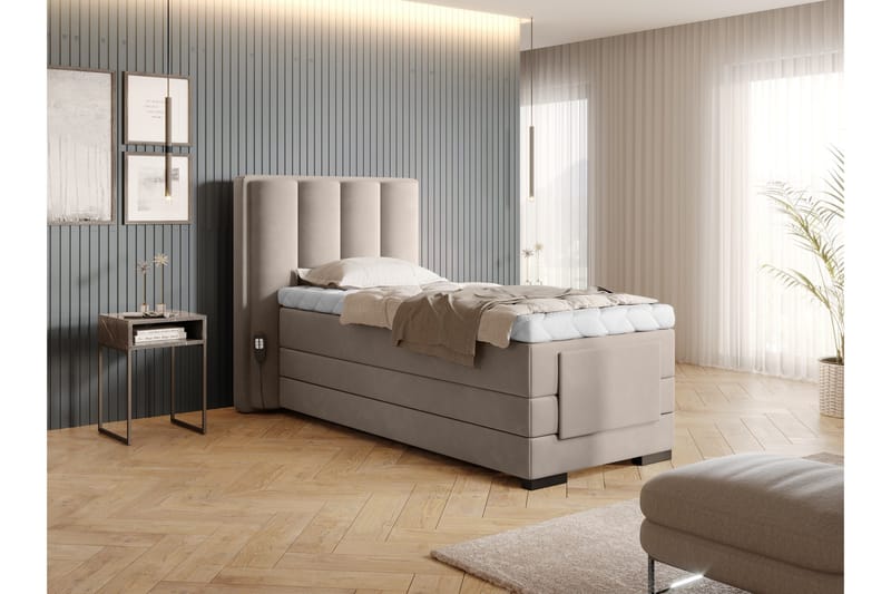 Banti Ställbar Kontinentalsäng 90x200 cm - Beige - Möbler - Sovrum - Sängar - Enkelsängar