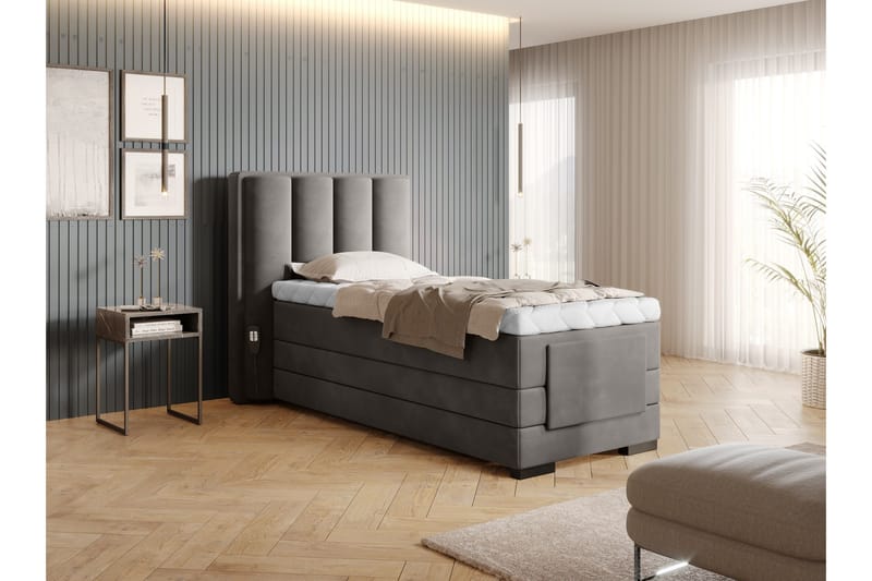 Banti Ställbar Kontinentalsäng 90x200 cm - Grå - Möbler - Sovrum - Sängar - Enkelsängar