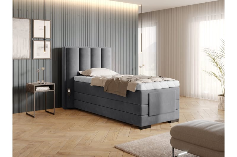 Banti Ställbar Kontinentalsäng 90x200 cm - Grå - Möbler - Sovrum - Sängar - Enkelsängar