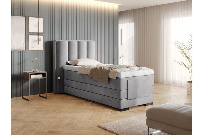 Banti Ställbar Kontinentalsäng 90x200 cm - Grå - Möbler - Sovrum - Sängar - Enkelsängar