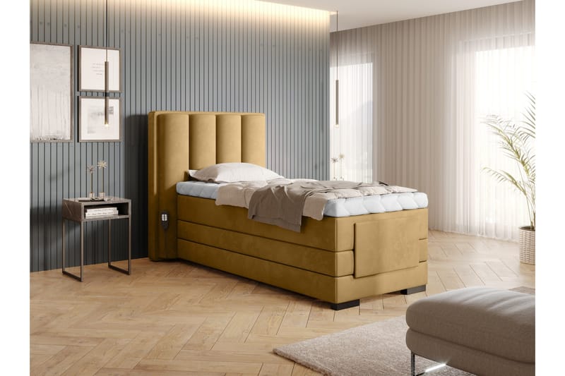 Banti Ställbar Kontinentalsäng 90x200 cm - Gul - Möbler - Sovrum - Sängar - Enkelsängar