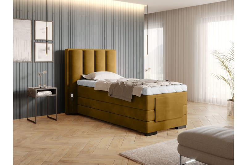 Banti Ställbar Kontinentalsäng 90x200 cm - Gul - Möbler - Sovrum - Sängar - Enkelsängar