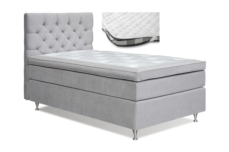 FLORENS Sängpaket 120x200 Medium + Madrasskydd - (+Fler val) 120x200 cm Ljusgrå - Möbler - Sovrum - Sängar - Komplett Sängpaket