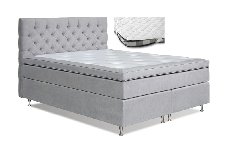 FLORENS Sängpaket 180x200 Fast + Madrasskydd - Ljusgrå - Möbler - Sovrum - Sängar - Komplett Sängpaket