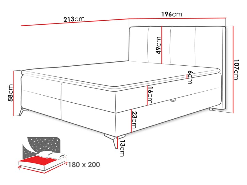 Florizel Sängpaket Kontinentalsäng 180x200 cm - Beige - Möbler - Sovrum - Sängar - Komplett Sängpaket