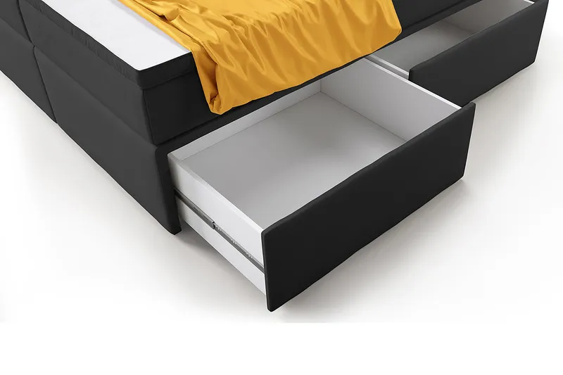 Franco Komplett Sängpaket med förvaring LED-belysning 180x200 cm + 2st Franco Sängbord - Grå|Sammet - Möbler - Sovrum - Sängar - Kontinentalsängar