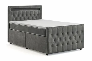 Franco Light Komplett Sängpaket med förvaring LED-belysning 120x200 cm - Grå - Möbler - Sovrum - Sängar - Sängar med förvaring