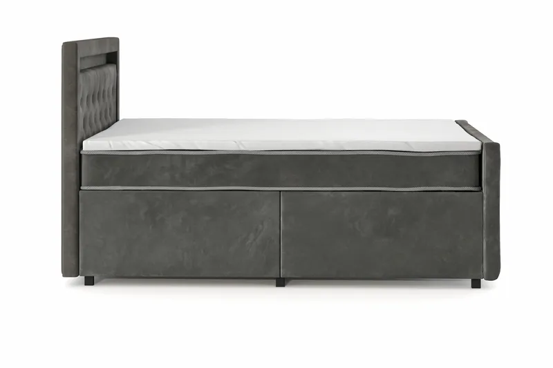 Franco Light Komplett Sängpaket med förvaring LED-belysning 120x200 cm - Grå - Möbler - Sovrum - Sängar - Sängar med förvaring
