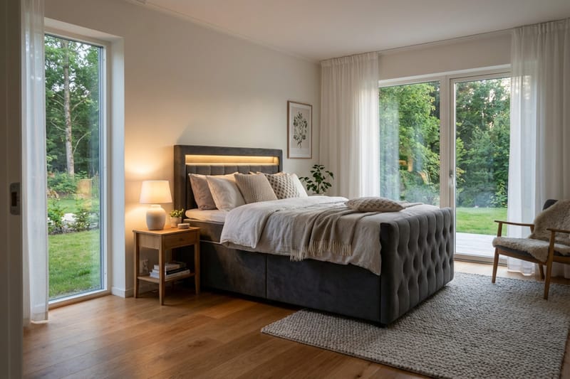 Franco Light Komplett Sängpaket med förvaring LED-belysning 120x200 cm - Grå - Möbler - Sovrum - Sängar - Sängar med förvaring