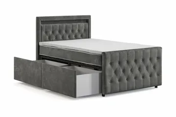 Franco Light Komplett Sängpaket med förvaring LED-belysning 120x200 cm - Grå - Möbler - Sovrum - Sängar - Sängar med förvaring