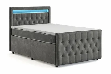 Franco Light Komplett Sängpaket med förvaring LED-belysning 120x200 cm - Grå - Möbler - Sovrum - Sängar - Sängar med förvaring