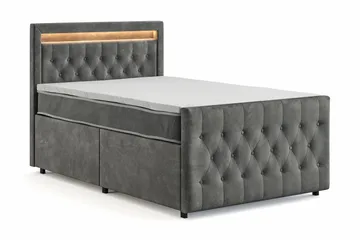 Franco Light Komplett Sängpaket med förvaring LED-belysning 120x200 cm - Grå - Möbler - Sovrum - Sängar - Sängar med förvaring