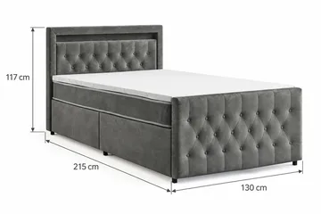 Franco Light Komplett Sängpaket med förvaring LED-belysning 120x200 cm - Grå - Möbler - Sovrum - Sängar - Sängar med förvaring