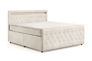 Franco light Komplett Sängpaket med förvaring LED-belysning 180x200 cm - Beige - Möbler - Sovrum - Sängar - Komplett Sängpaket
