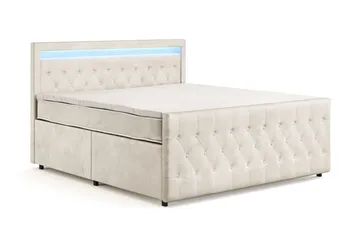 Franco light Komplett Sängpaket med förvaring LED-belysning 180x200 cm - Beige - Möbler - Sovrum - Sängar - Komplett Sängpaket