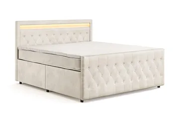 Franco light Komplett Sängpaket med förvaring LED-belysning 180x200 cm - Beige - Möbler - Sovrum - Sängar - Komplett Sängpaket