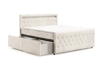 Franco light Komplett Sängpaket med förvaring LED-belysning 180x200 cm - Beige - Möbler - Sovrum - Sängar - Komplett Sängpaket
