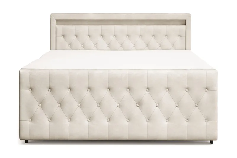 Franco light Komplett Sängpaket med förvaring LED-belysning 180x200 cm, Beige