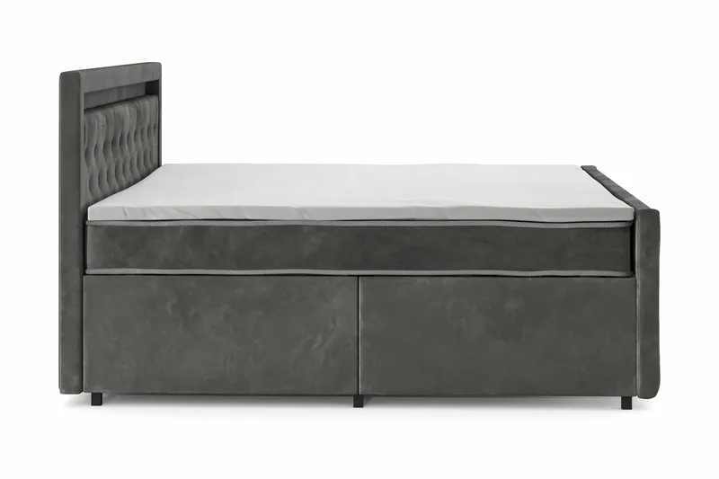 Franco light Komplett Sängpaket med förvaring LED-belysning 180x200 cm - Grå - Möbler - Sovrum - Sängar - Sängar med förvaring