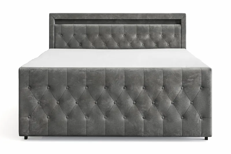 Franco light Komplett Sängpaket med förvaring LED-belysning 180x200 cm, Grå