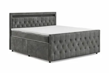 Franco light Komplett Sängpaket med förvaring LED-belysning 180x200 cm - Grå - Möbler - Sovrum - Sängar - Sängar med förvaring