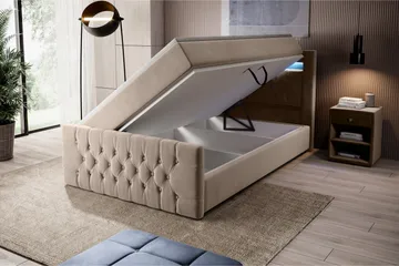 Franco Sängpaket med förvaring 120x200 LED-belysning - 120x200 Beige (+Fler val) - Möbler - Sovrum - Sängar - Komplett Sängpaket