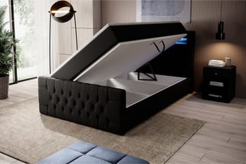 Franco Sängpaket med förvaring 120x200 LED-belysning - 120x200 Svart (+Fler val) - Möbler - Sovrum - Sängar - Komplett Sängpaket