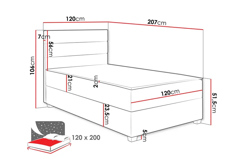 Frodsham Sängpaket Förvaringssäng 120x200 cm - Blå - Möbler - Sovrum - Sängar - Komplett Sängpaket