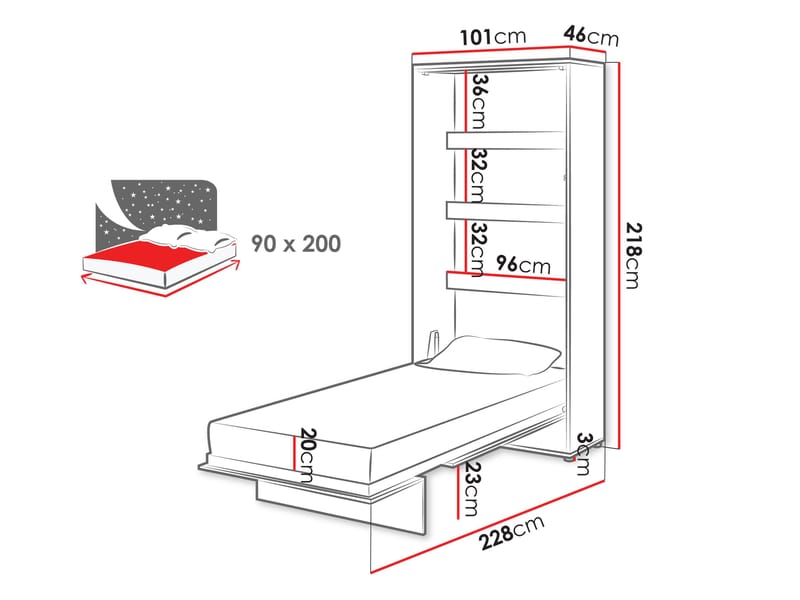 Rauk Sängskåp 101x218 cm - Kashmir - Möbler - Sovrum - Sängar - Gästsäng & extrasäng - Utdragssäng