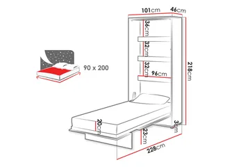 Rauk Sängskåp 101x228 cm - Vit - Möbler - Sovrum - Sängar - Gästsäng & extrasäng - Sängskåp