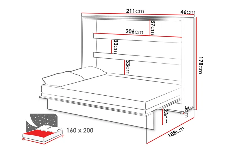Rauk Sängskåp 211x188 cm - Vit - Möbler - Sovrum - Sängar - Gästsäng & extrasäng - Sängskåp