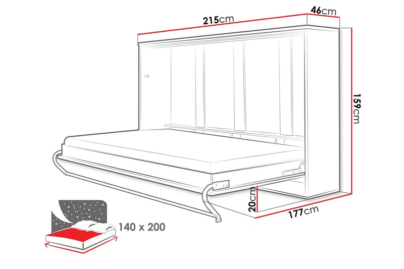 Rauk Sängskåp 215x46 cm - Grå - Möbler - Sovrum - Sängar - Gästsäng & extrasäng - Sängskåp