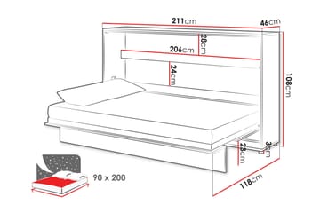 Rauk Sängskåp Fällbar Bäddbar 90x200 cm Rektangulär i Målat Trä - Vit - Möbler - Sovrum - Sängar - Gästsäng & extrasäng - Sängskåp