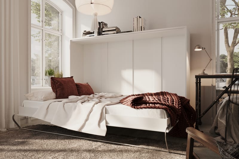 COMPACT sängskåp vit högglans 90x200cm Lyx madrass - Sängskåp