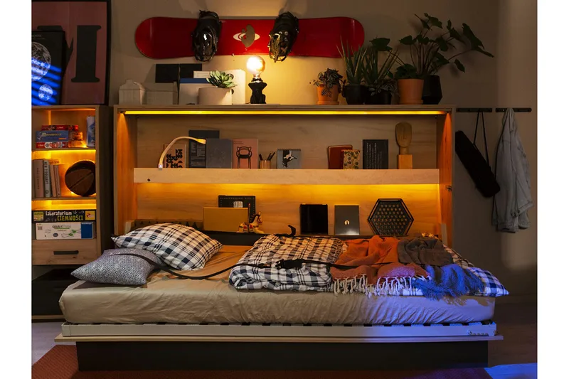 Grianan Sängskåp 120x200 cm - Grå - Möbler - Sovrum - Sängar - Gästsäng & extrasäng - Sängskåp