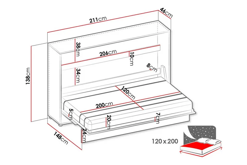 Grianan Sängskåp 120x200 cm - Grå - Möbler - Sovrum - Sängar - Gästsäng & extrasäng - Sängskåp