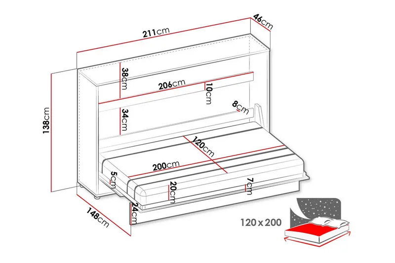 Grianan Sängskåp 120x200 cm Grey - Möbler - Sovrum - Sängar - Gästsäng & extrasäng - Sängskåp