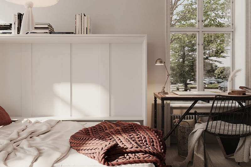 SMART Sängskåp 90x200 Horisontellt Vit Högglans - Möbler - Sovrum - Sängar - Gästsäng & extrasäng - Sängskåp