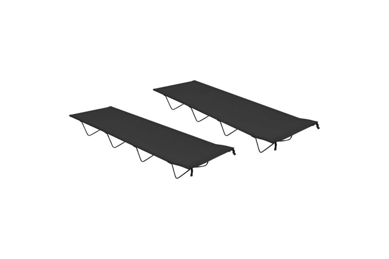 Campingsängar 2 st 180x60x19 cm oxfordtyg och stål svart - Svart - Möbler - Sovrum - Sängar - Gästsäng & extrasäng - Tältsäng