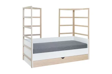 Stige Säng med Extrasäng 90x200 cm Vit/Trä/Natur - Vit/Trä/natur - Möbler - Sovrum - Sängar - Gästsäng & extrasäng - Utdragssäng
