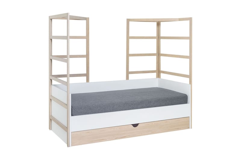 Stige Säng med Extrasäng 90x200 cm Vit/Trä/Natur - Vit/Trä/natur - Möbler - Sovrum - Sängar - Gästsäng & extrasäng - Utdragssäng