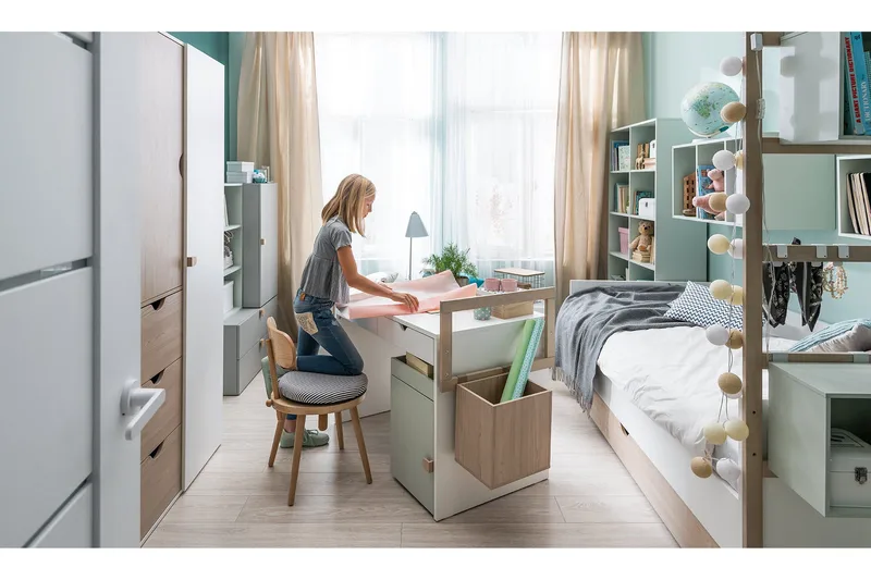 Stige Säng med Extrasäng 90x200 cm Vit/Trä/Natur - Vit/Trä/natur - Möbler - Sovrum - Sängar - Gästsäng & extrasäng - Utdragssäng