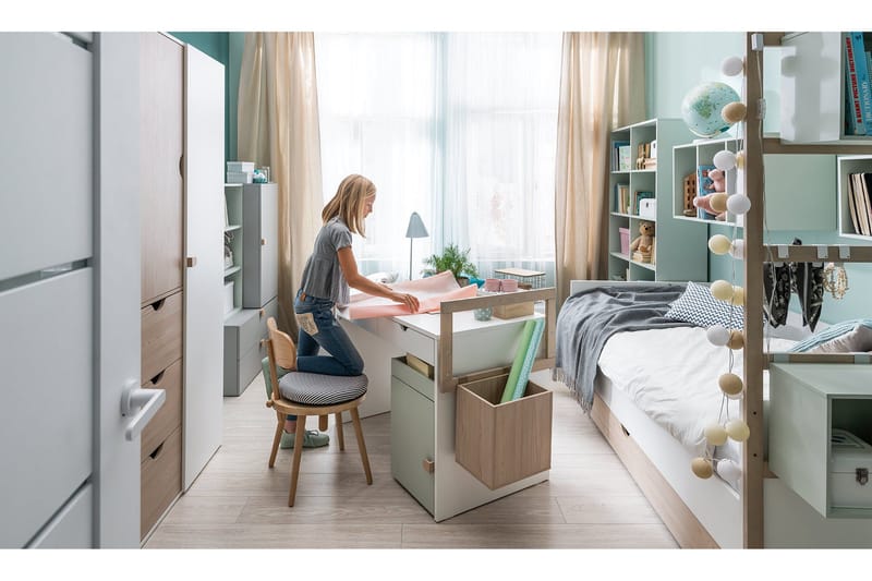 Stige Säng med Extrasäng 90x200 cm Vit/Trä/Natur - Vit/Trä/natur - Möbler - Sovrum - Sängar - Gästsäng & extrasäng - Utdragssäng