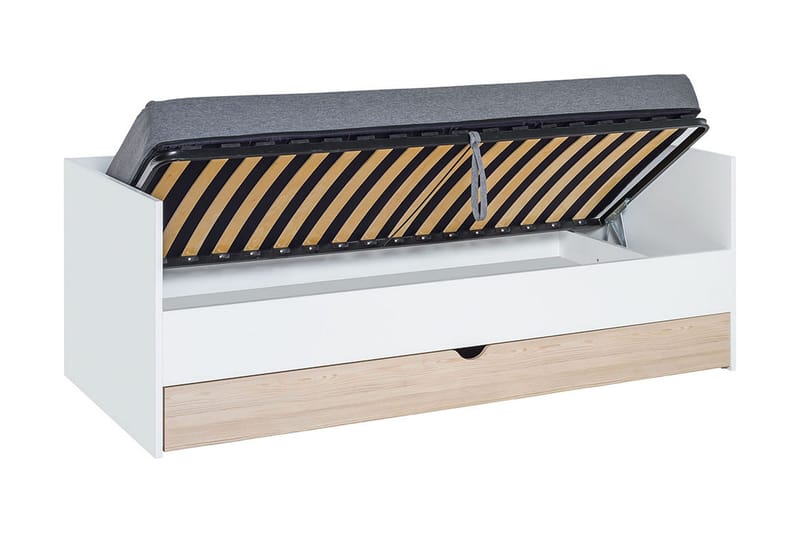 Stige Säng med Extrasäng 90x200 cm Vit/Trä/Natur - Vit/Trä/natur - Möbler - Sovrum - Sängar - Gästsäng & extrasäng - Utdragssäng