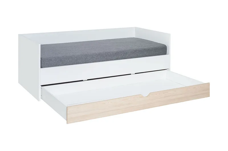 Stige Säng med Extrasäng 90x200 cm Vit/Trä/Natur - Vit/Trä/natur - Möbler - Sovrum - Sängar - Gästsäng & extrasäng - Utdragssäng